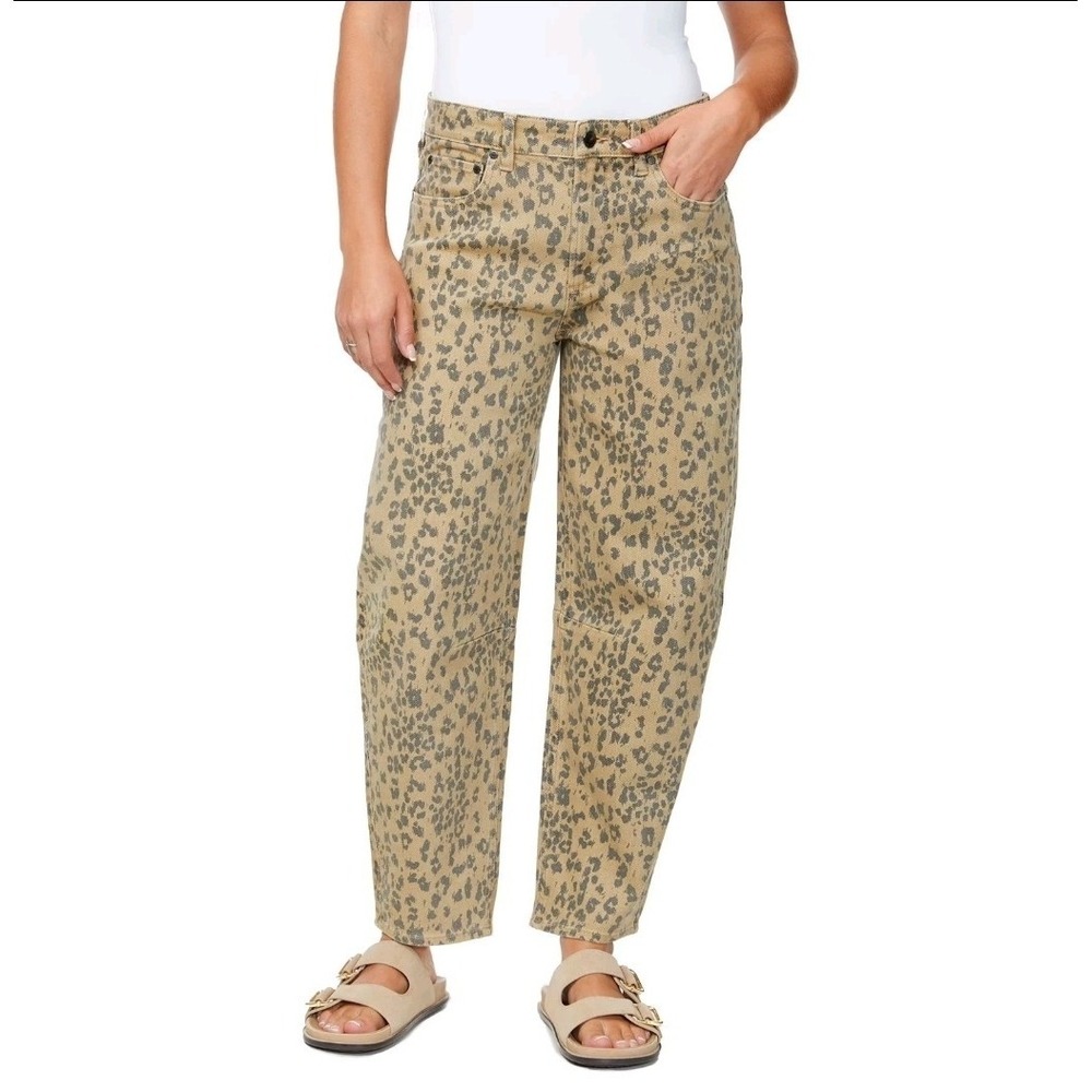 Buffalo Jeans Women's Barrel Leg Jean Size 14 Leopard Print Pockets NWT Trendy